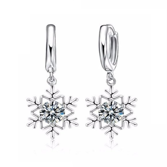 ❤️ Snowflake Woman 925 Sterling Silver Pendant Earrings And Necklace Set - Picture 3 of 8